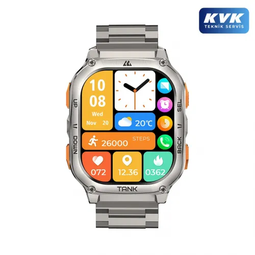 Kospet Tank M3 Ultra GPS'li Smart Watch & Metal Kordon - Gri - KVK Teknik Servis Garantili